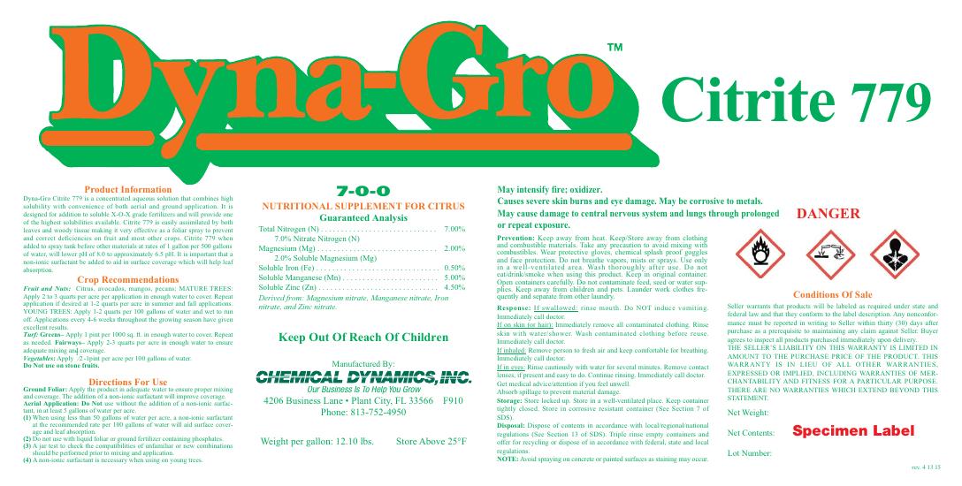 Citrite 779 product label