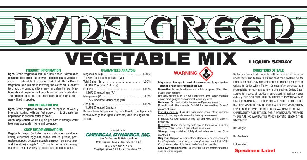 Vegetable Mix product label