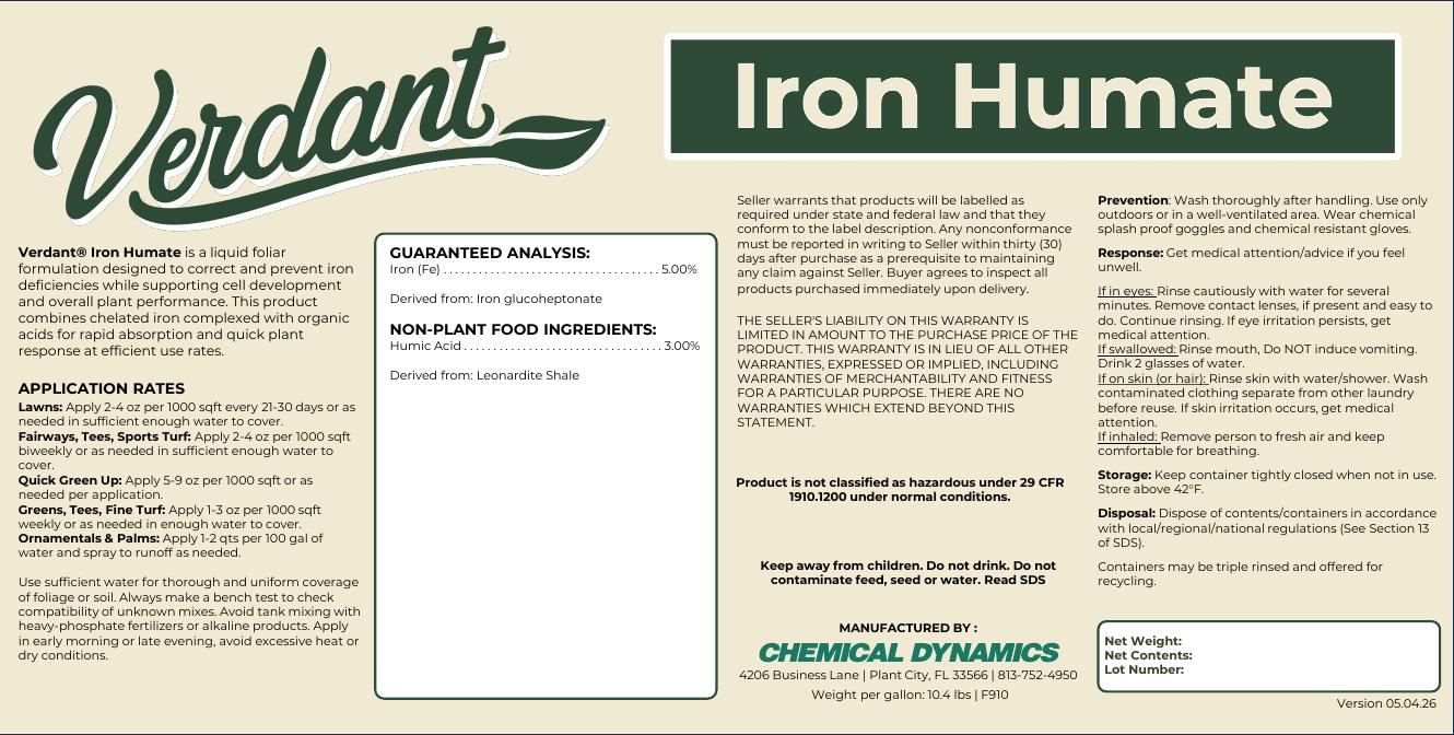 Iron Humate product label