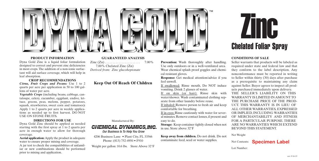 Zinc product label