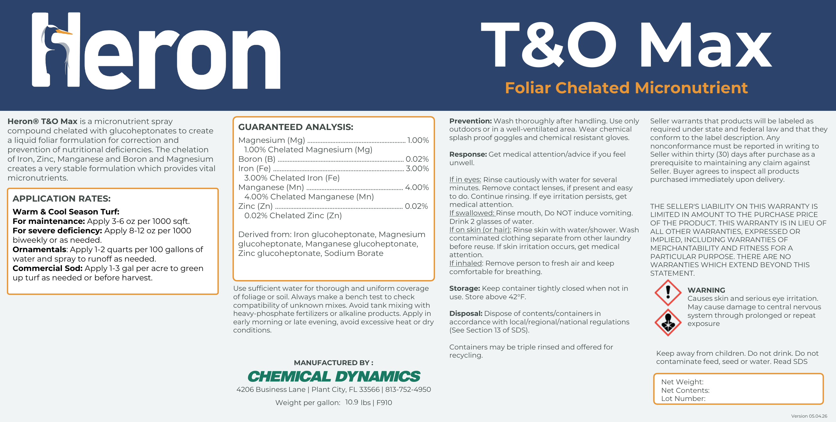 T&O Max product label