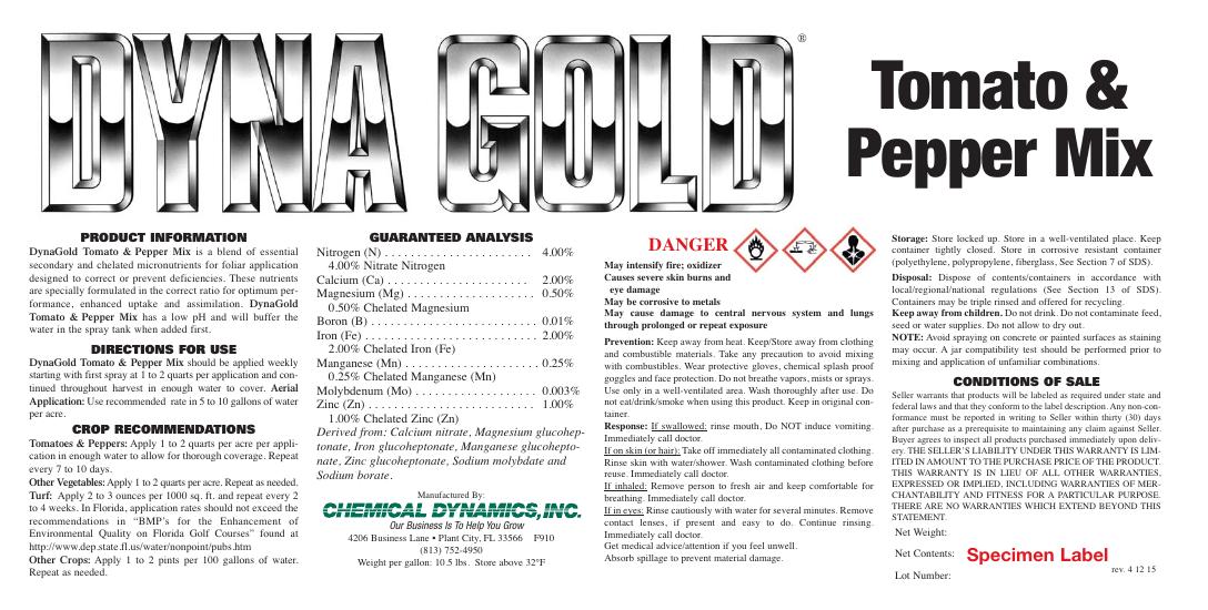 Tomato & Pepper product label