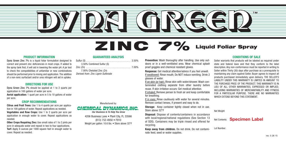 Zinc 7% product label