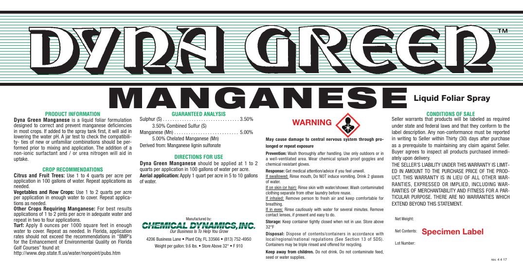 Manganese product label