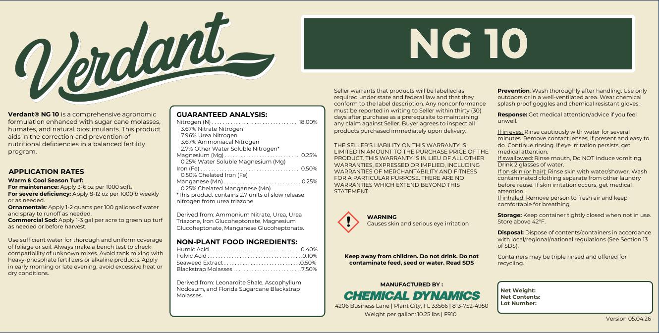 NG 10 product label