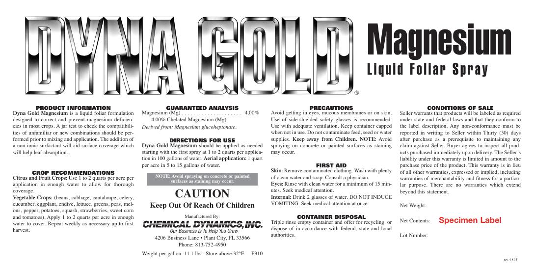 Magnesium product label