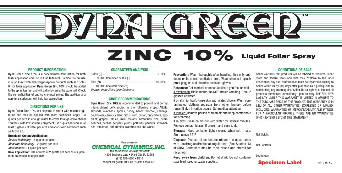 Zinc 10% product label