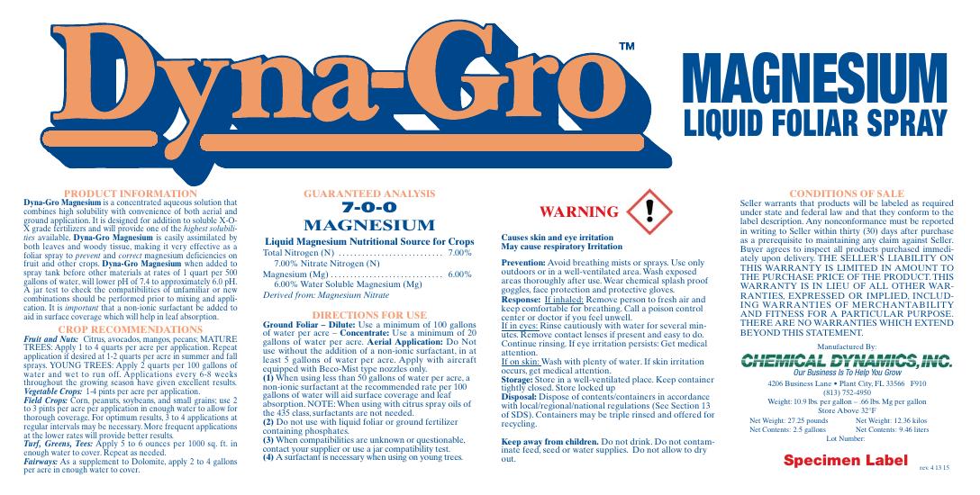 Magnesium 6% product label