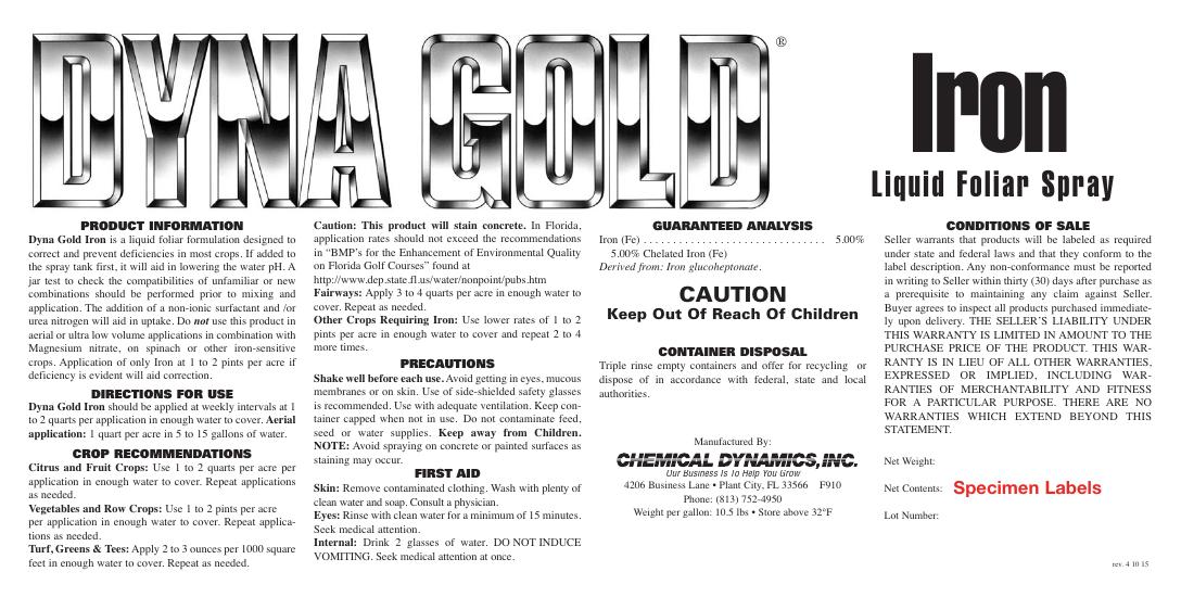 Iron product label