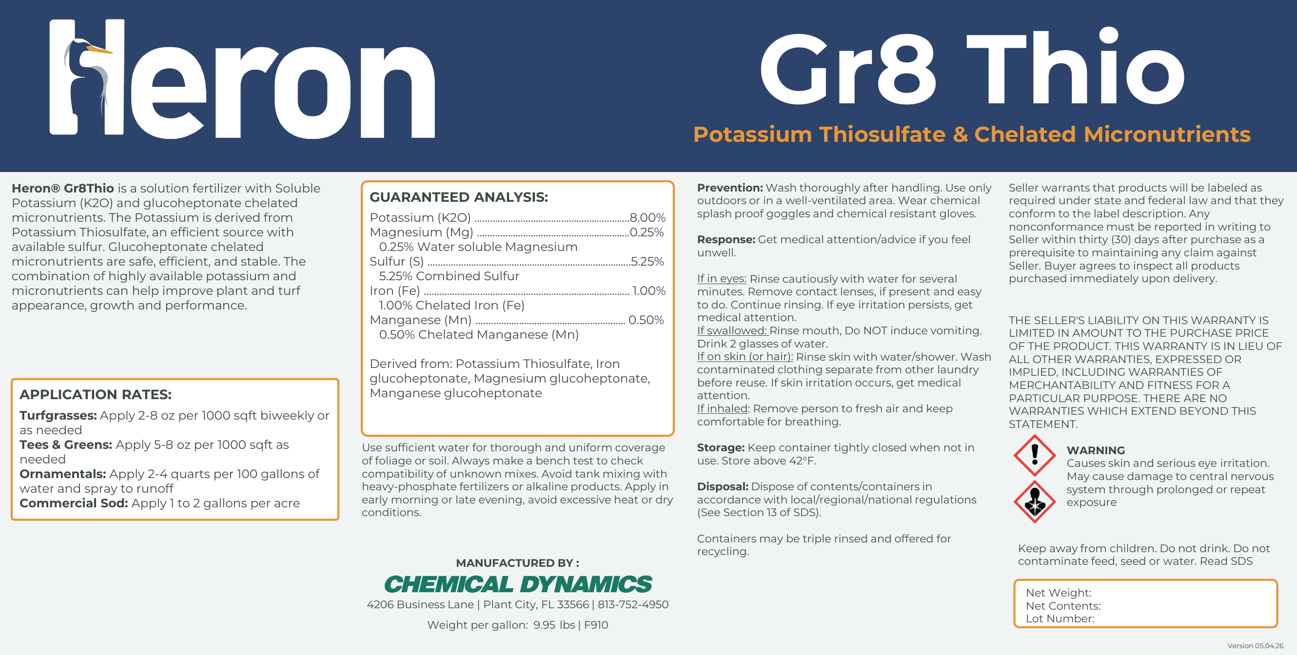 Gr8 Thio product label